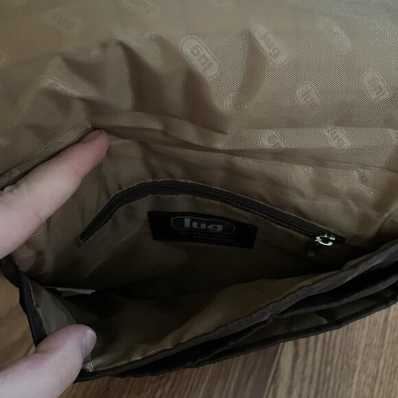 LUG Brown Quilted Travel Casual Adjustable Somersault Crossbody Bag Purse - Picture 7 of 10